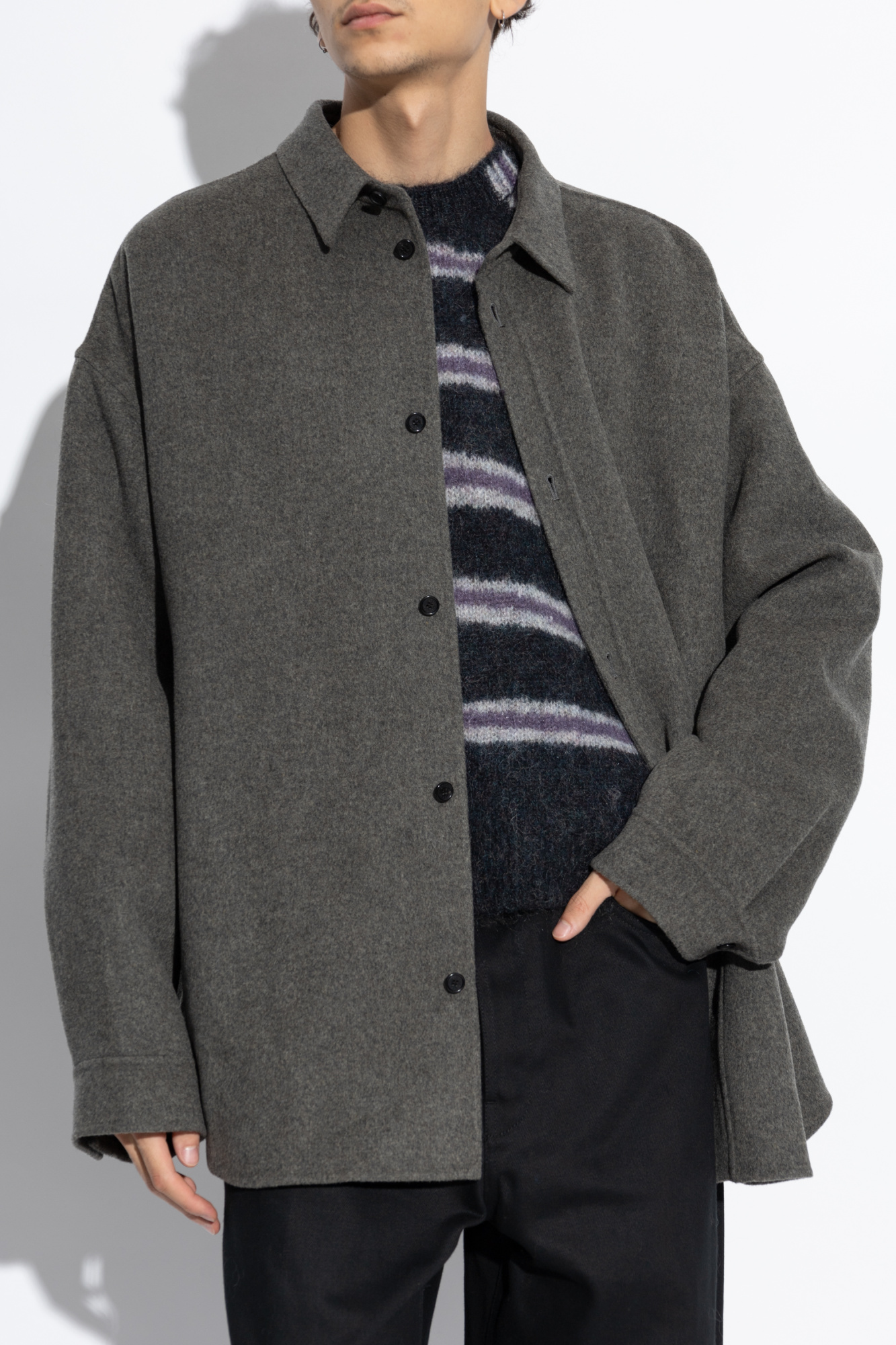 ジャケット・アウター GADIDANONIEM SIMON / GRAY COTTON POPLIN JACKET WITH FRONT EDGE STITCH(S Gray): Vintage